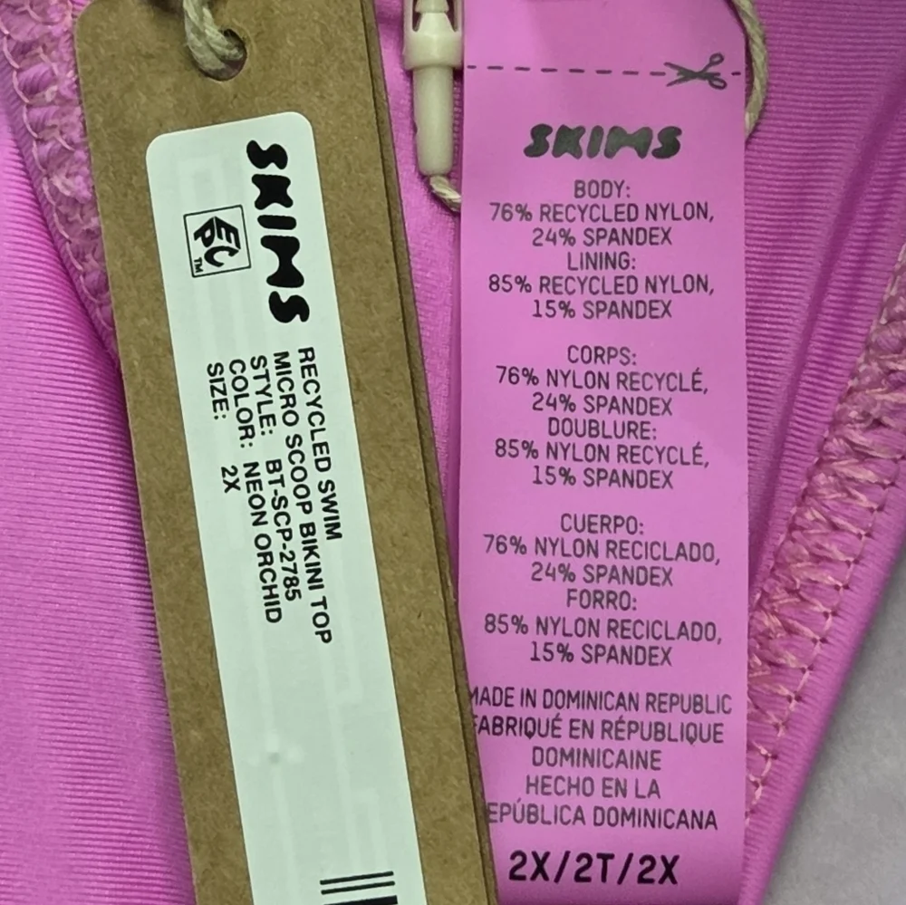 SKIMS SWIM MICRO SCOOP BIKINI BRA TOP Neon Orchid Pink 2X NWT